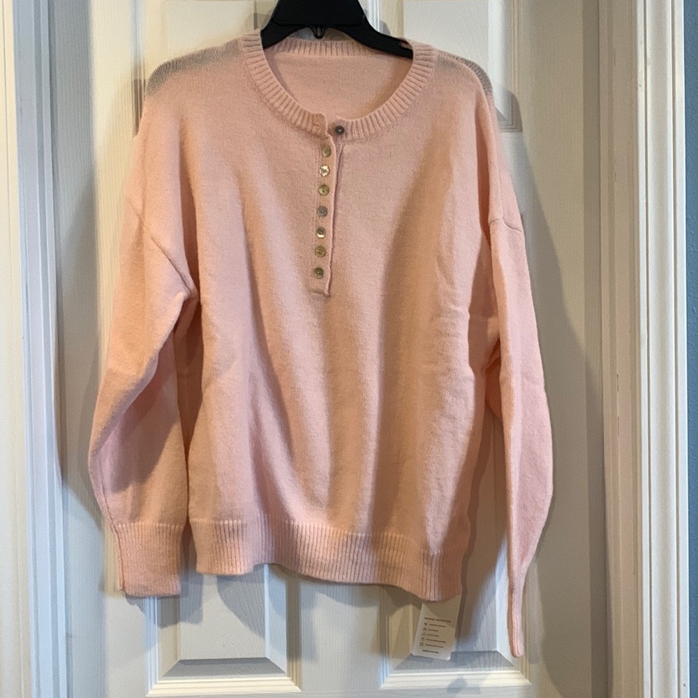 Pale pink henley sweater